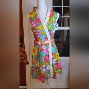 Flower Power 70s Wrap Mini Dress
